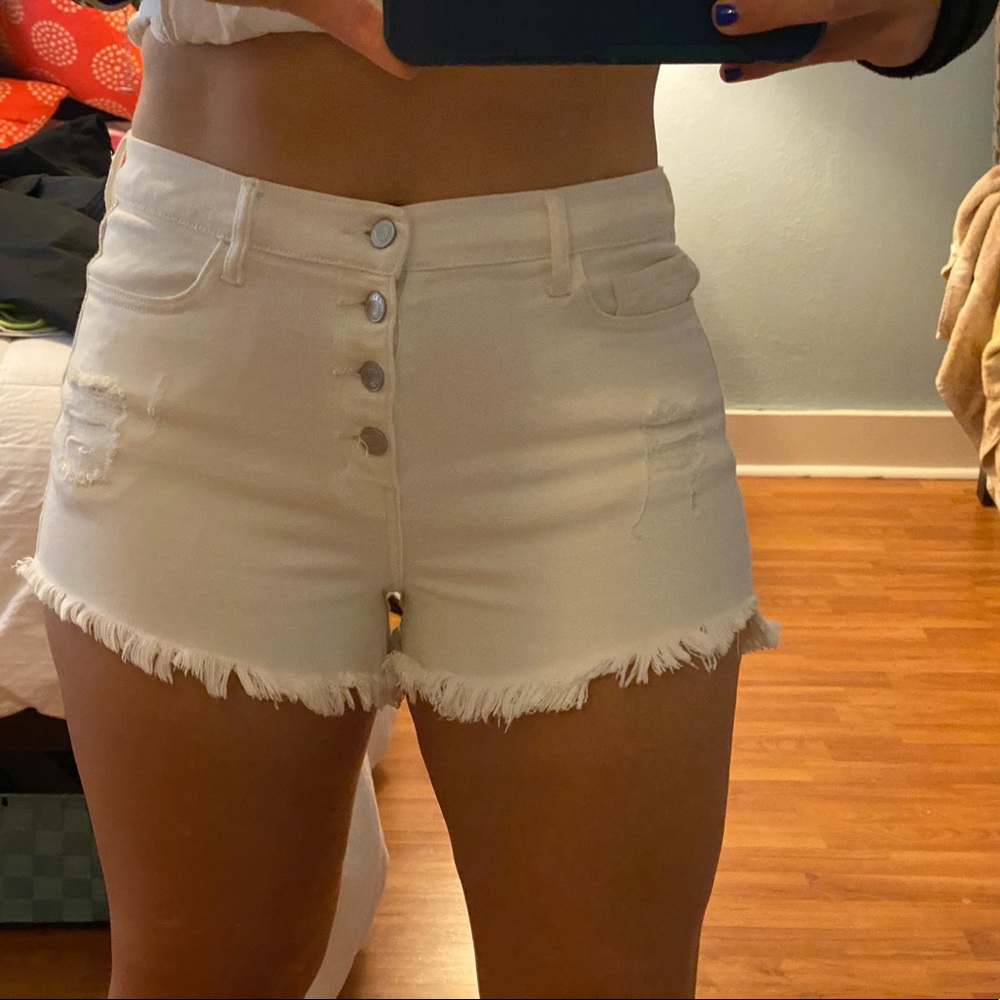 White denim jean shorts
